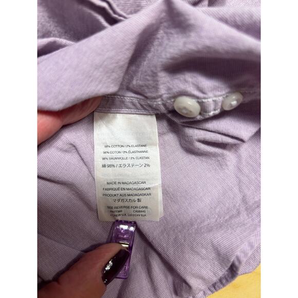 J Crew Secret Wash Button Down Shirt Large Lavendar Slim Untucked Stretch - Picture 9 of 10